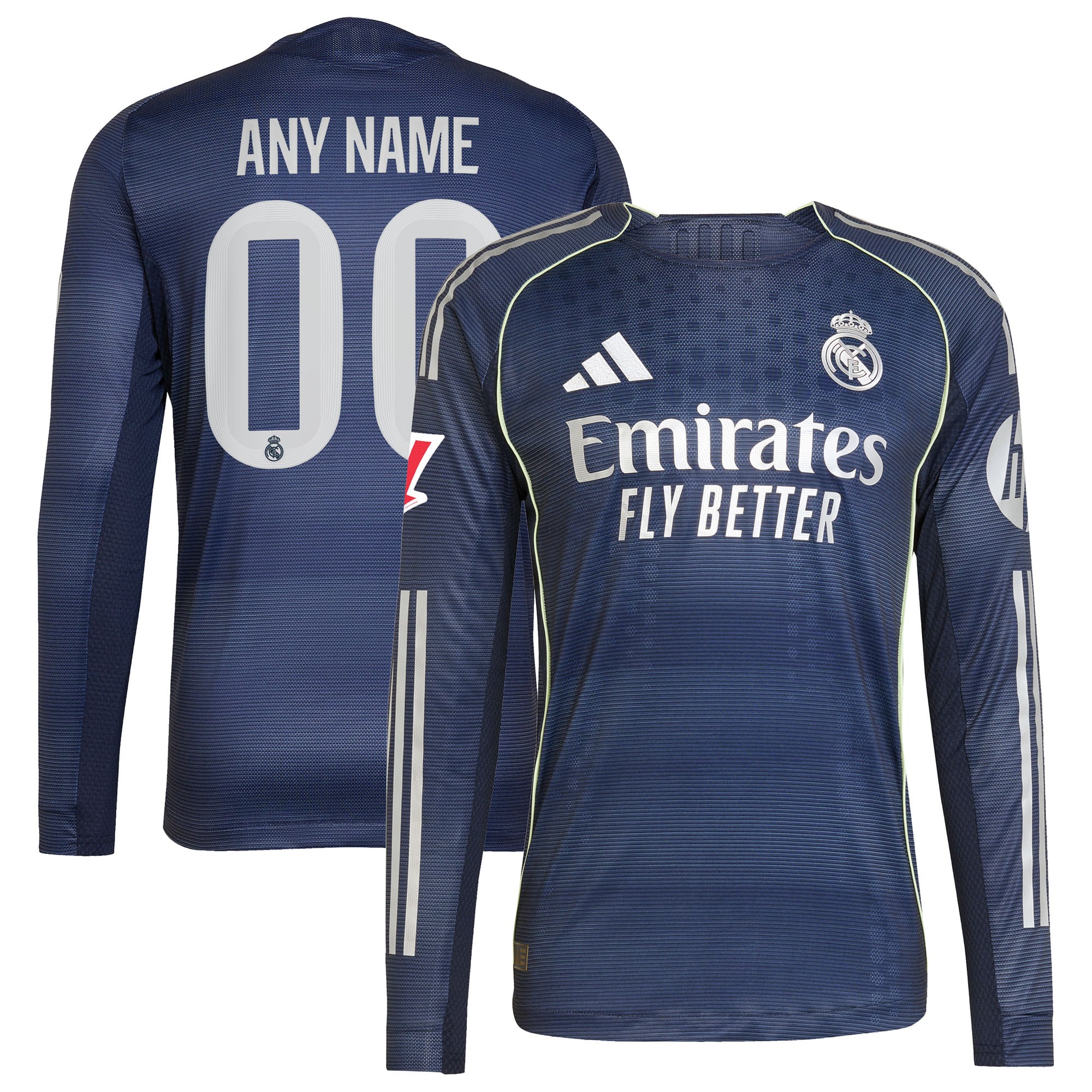 Los Merengues adidas 2025/26 Home Authentic Long Sleeve Custom Jersey - White/Blue