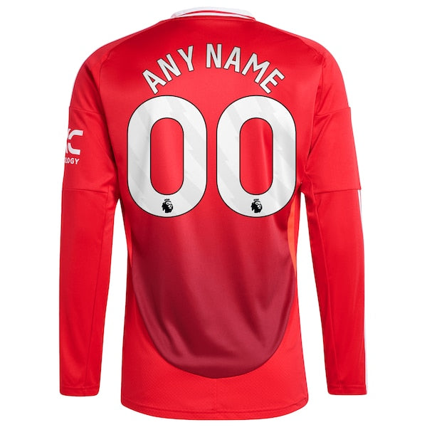 Manchester United adidas 2024/25 Home Long Sleeve Replica Custom Jersey - Red