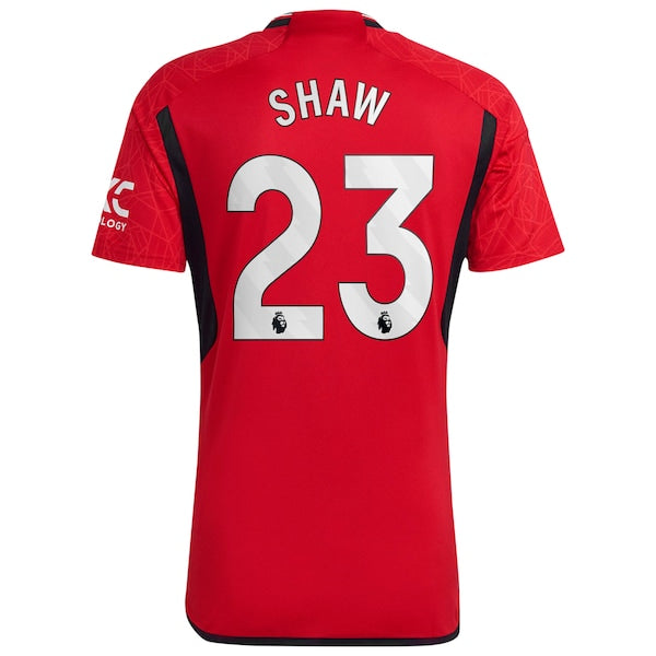 Luke Shaw Manchester United adidas 2023/24 Home Replica Player Jersey - Red/Green