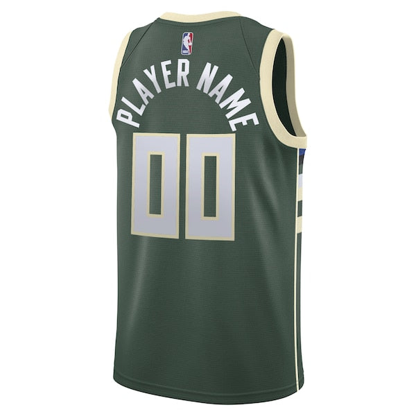 Milwaukee Bucks Nike Swingman Custom Jersey Green - Icon Edition