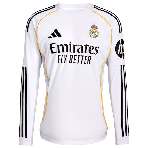 Los Merengues adidas 2025/26 Home Replica Long Sleeve Custom Jersey - White