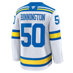 Jordan Binnington St. Louis Blues  Away Premium Player Jersey - White/Blue