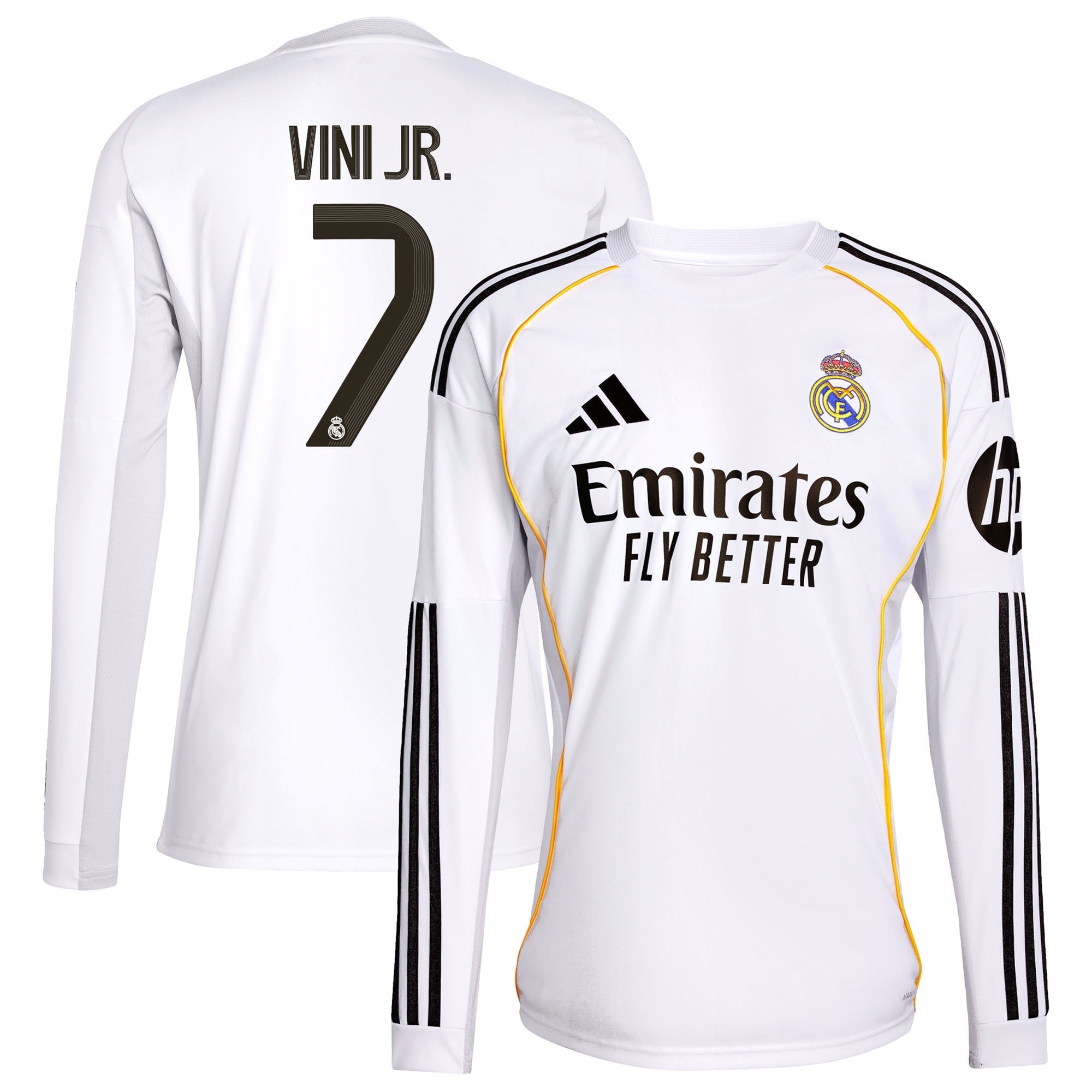 Vini Jr. Los Merengues adidas 2025/26 Home Long Sleeve Replica Player Jersey - Blue/White
