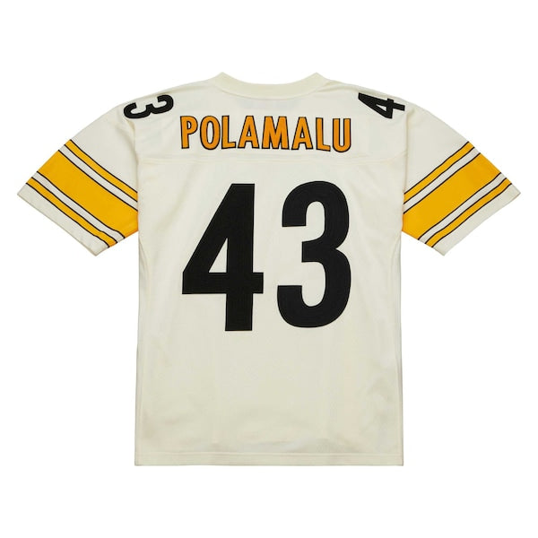 Troy Polamalu Pittsburgh Steelers Chainstitch Legacy Jersey - Cream