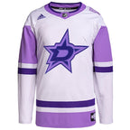 Dallas Stars adidas Hockey Fights Cancer Primegreen Authentic Blank Practice Jersey - White/Purple