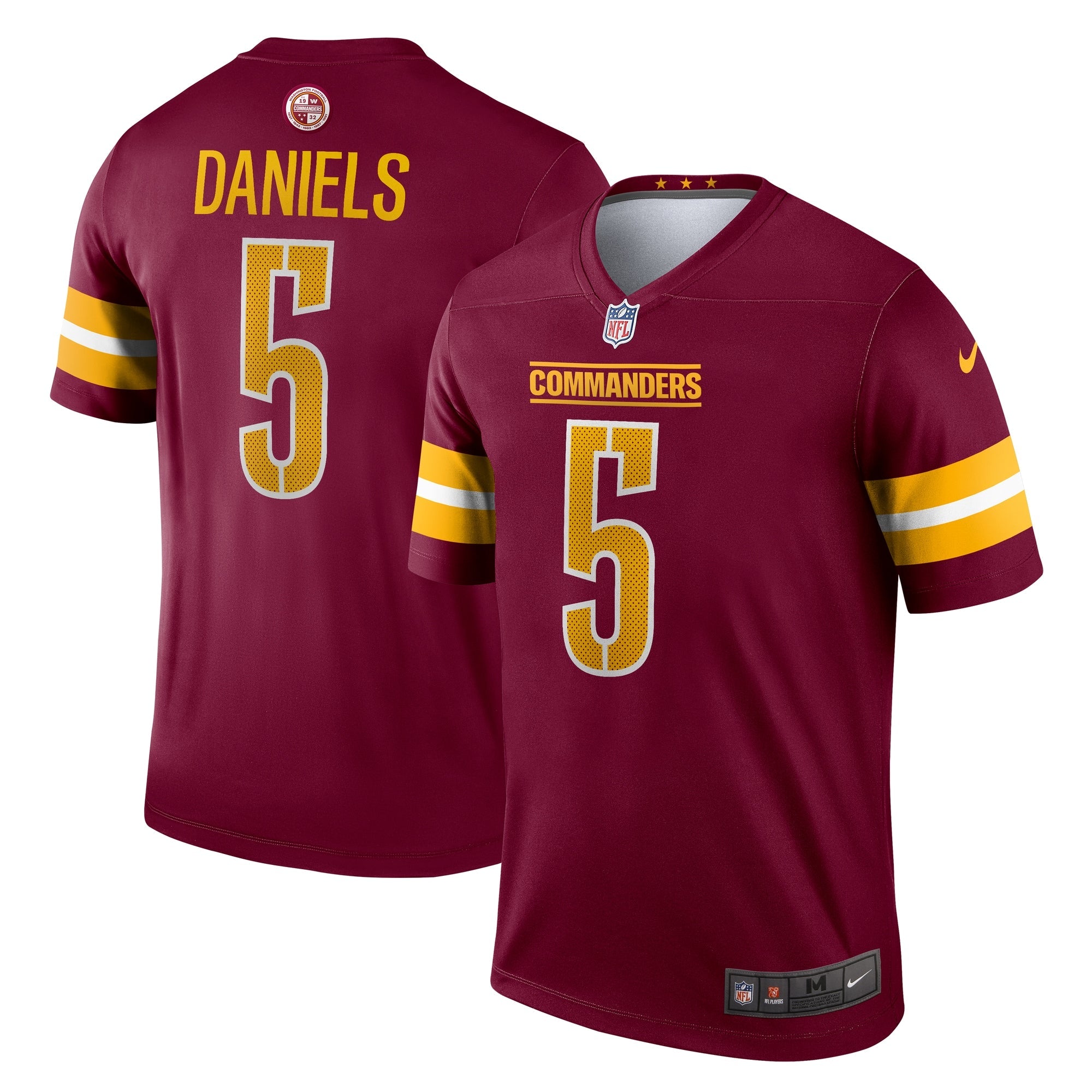 Jayden Daniels Washington Commanders Nike Alternate Legend Player Performance Top - Black/Burgundy