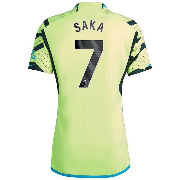 Bukayo Saka Arsenal adidas 2023/24 Away Replica Player Jersey - Yellow/Green