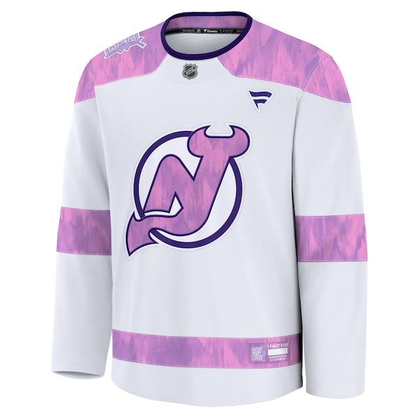 New Jersey Devils  2024 Hockey Fights Cancer Practice Jersey - White