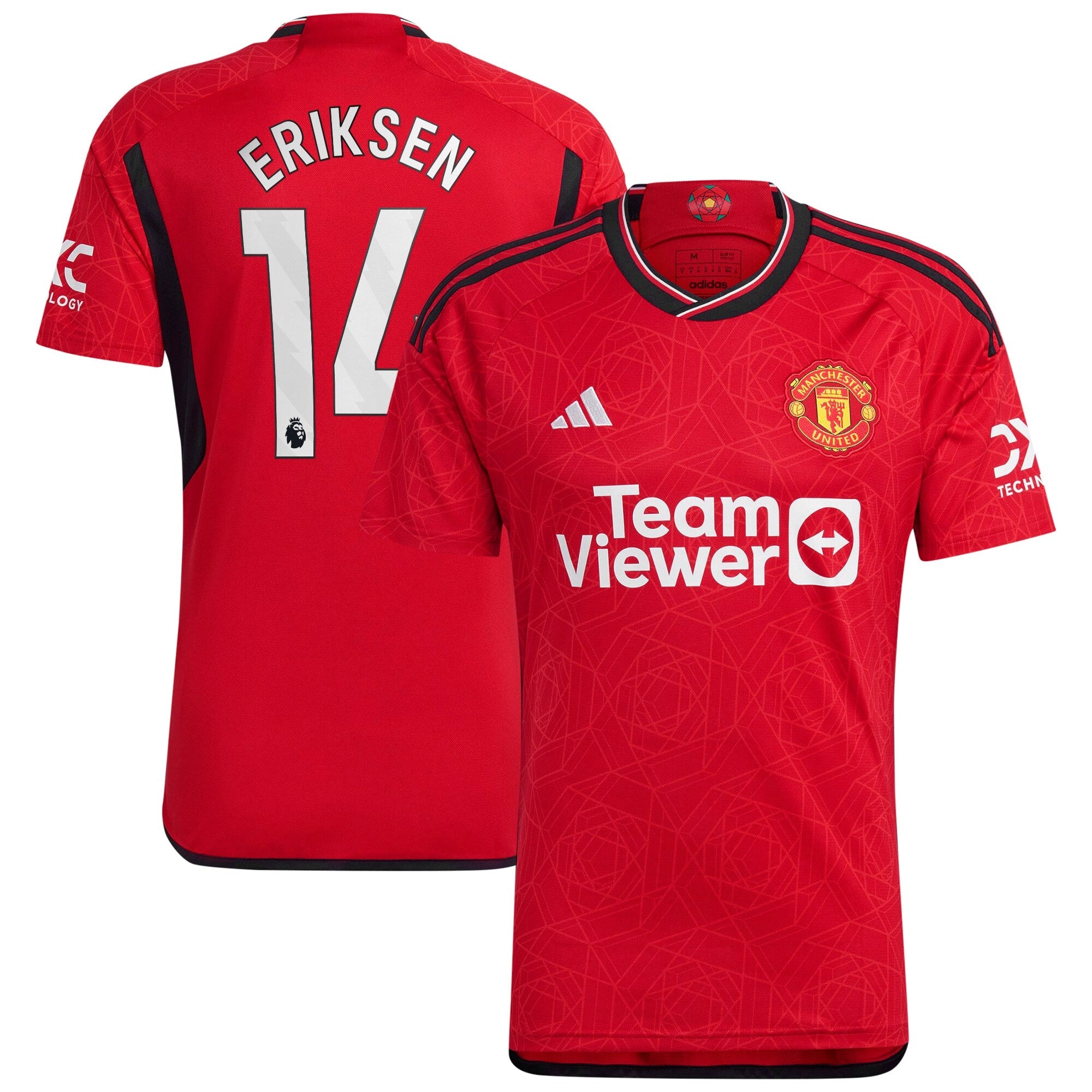 Christian Eriksen Manchester United adidas 2023/24 Away Replica Player Jersey - Green/Red