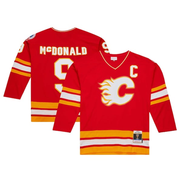 Lanny McDonald Calgary Flames Captain Patch 1988/89 Blue Line Player Jersey - Red