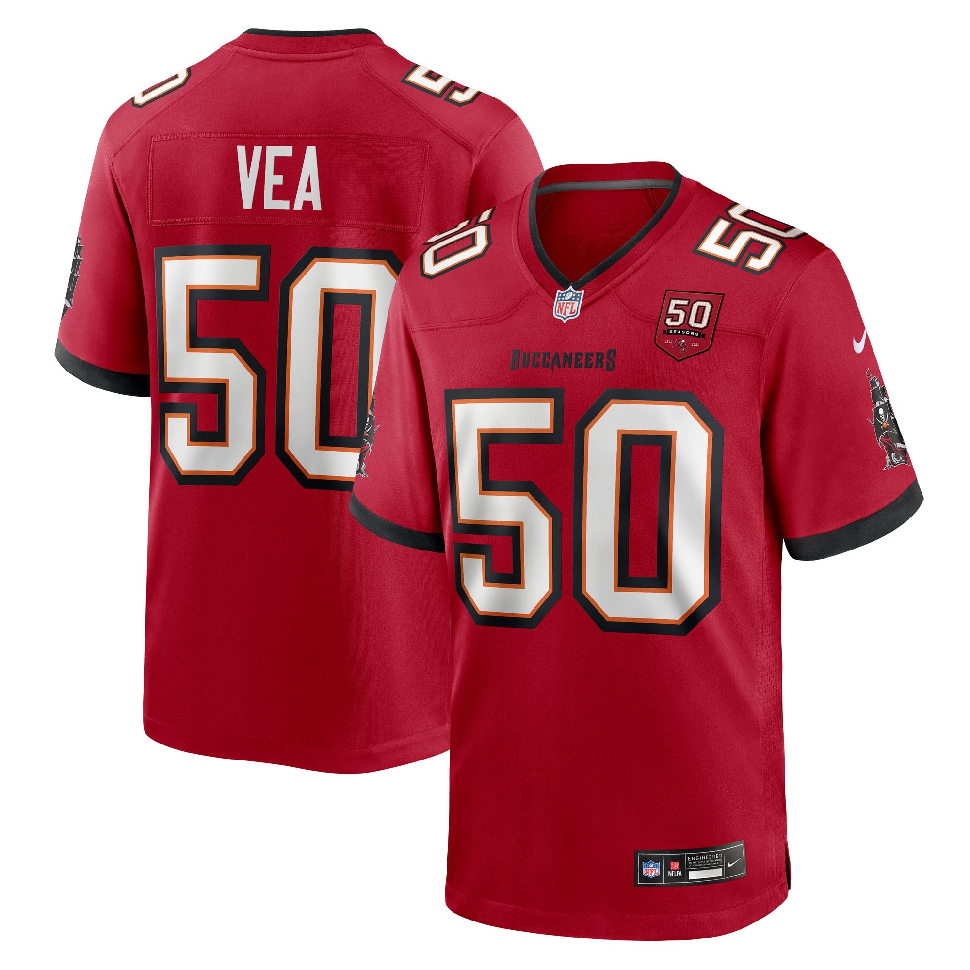 Vita Vea  Tampa Bay Buccaneers Nike 50th Season Game Jersey - Creamsicle/Red