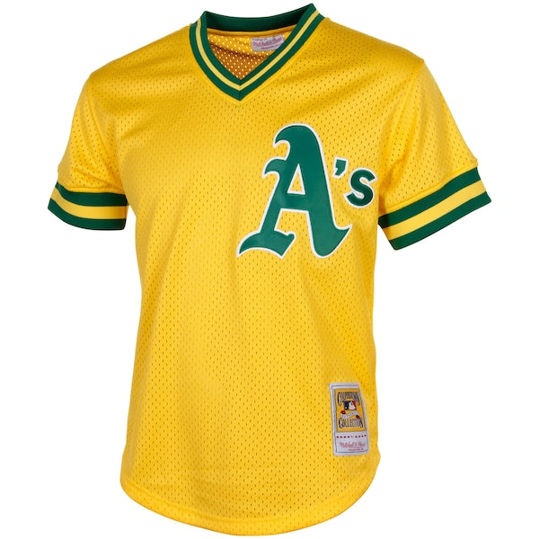 Rickey Henderson Oakland Athletics Cooperstown Mesh Batting Practice Jersey - Yellow