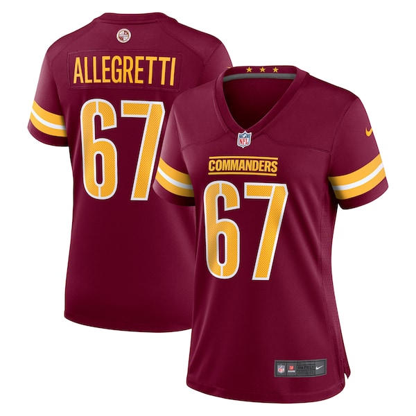 Nick Allegretti Washington Commanders Nike Women's  Game Jersey -  Burgundy