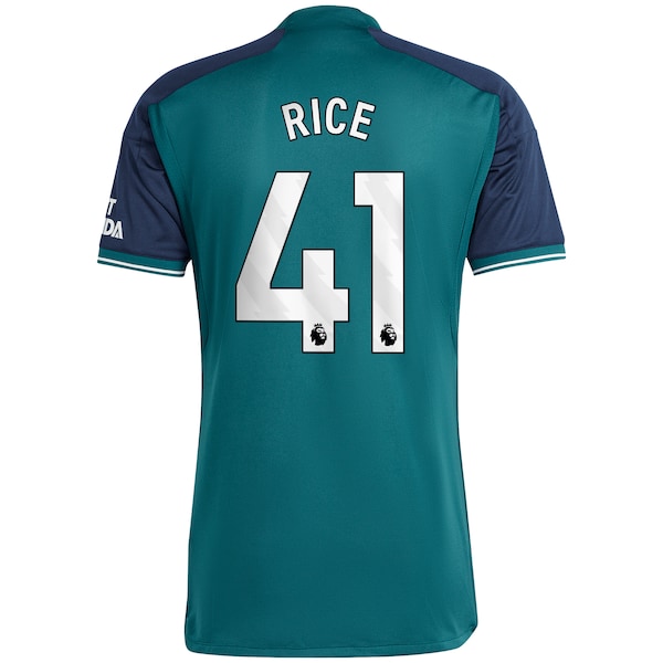 Declan Rice Arsenal adidas 2023/24 Third Replica Player Jersey - Green/Yellow