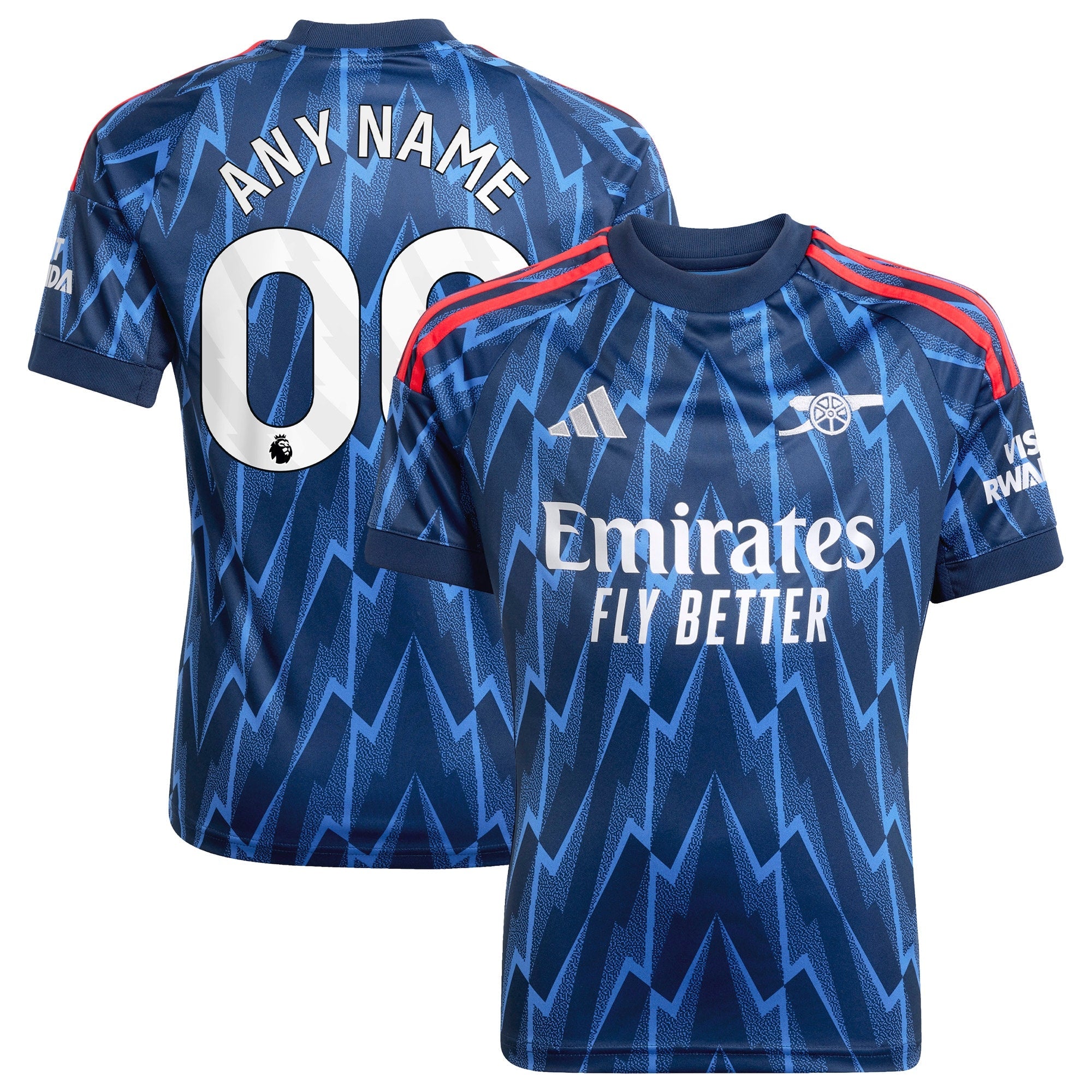 Arsenal adidas Youth 2025/26 Third Replica Custom Jersey - White/Red/Blue