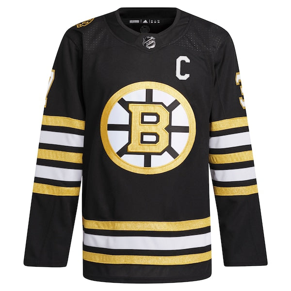 Patrice Bergeron Boston Bruins adidas Home Primegreen Authentic Player Jersey - Black/White