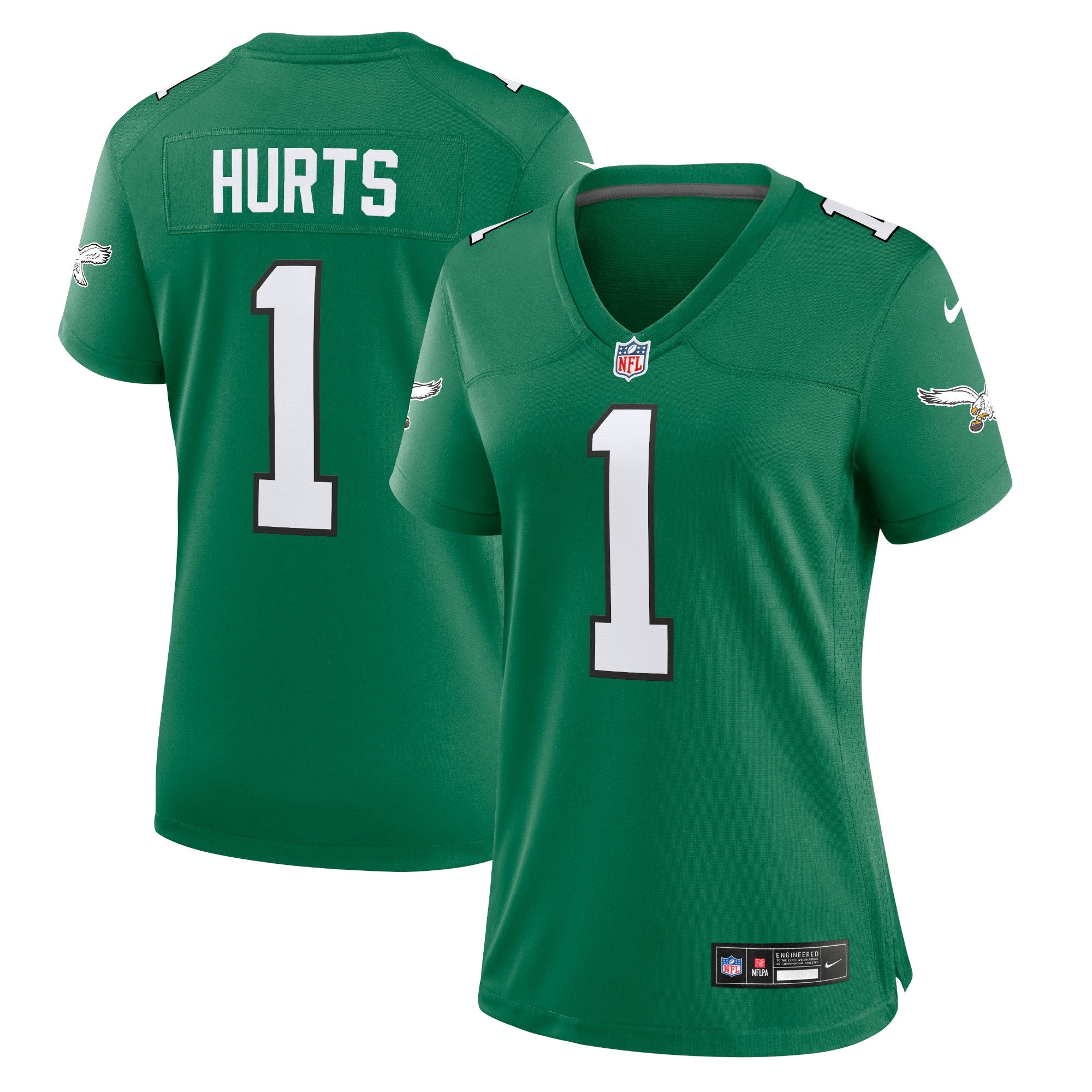 Jalen Hurts Philadelphia Eagles Women's Nike Game Jersey - White/Black/Green/Kelly Green