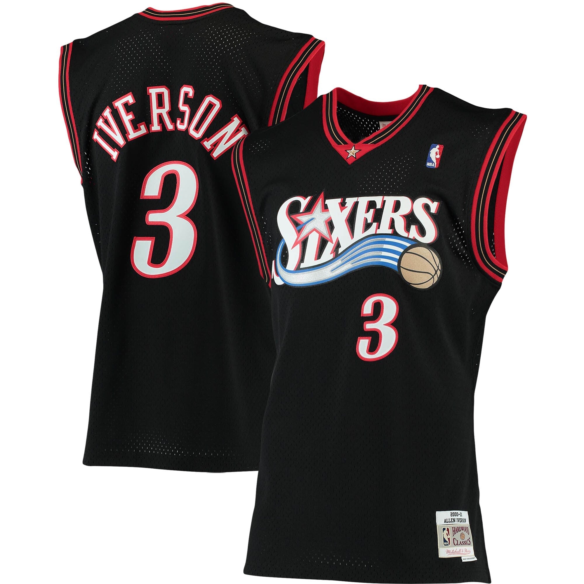 Allen Iverson Philadelphia 76ers 1996/97 Big & Tall Hardwood Classics Swingman Jersey - Royal/Black/Red/White