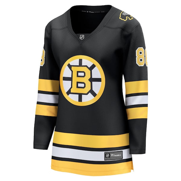 David Pastrnak Boston Bruins  Women's Home Breakaway Player Jersey - Black/White
