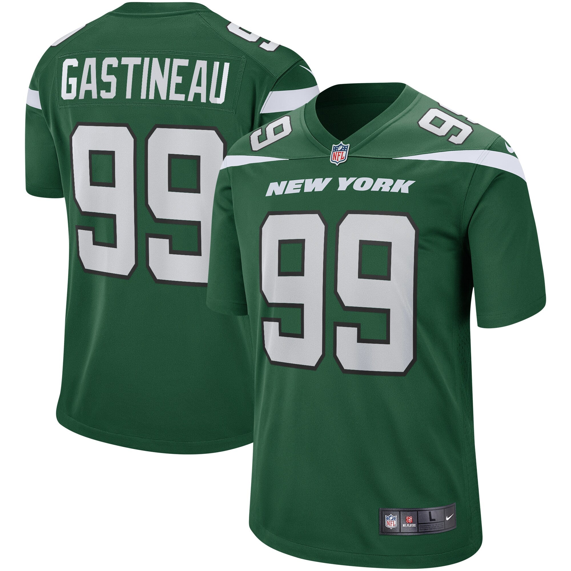 Mark Gastineau New York Jets Nike Legacy Retired Player Game Jersey - White/Green