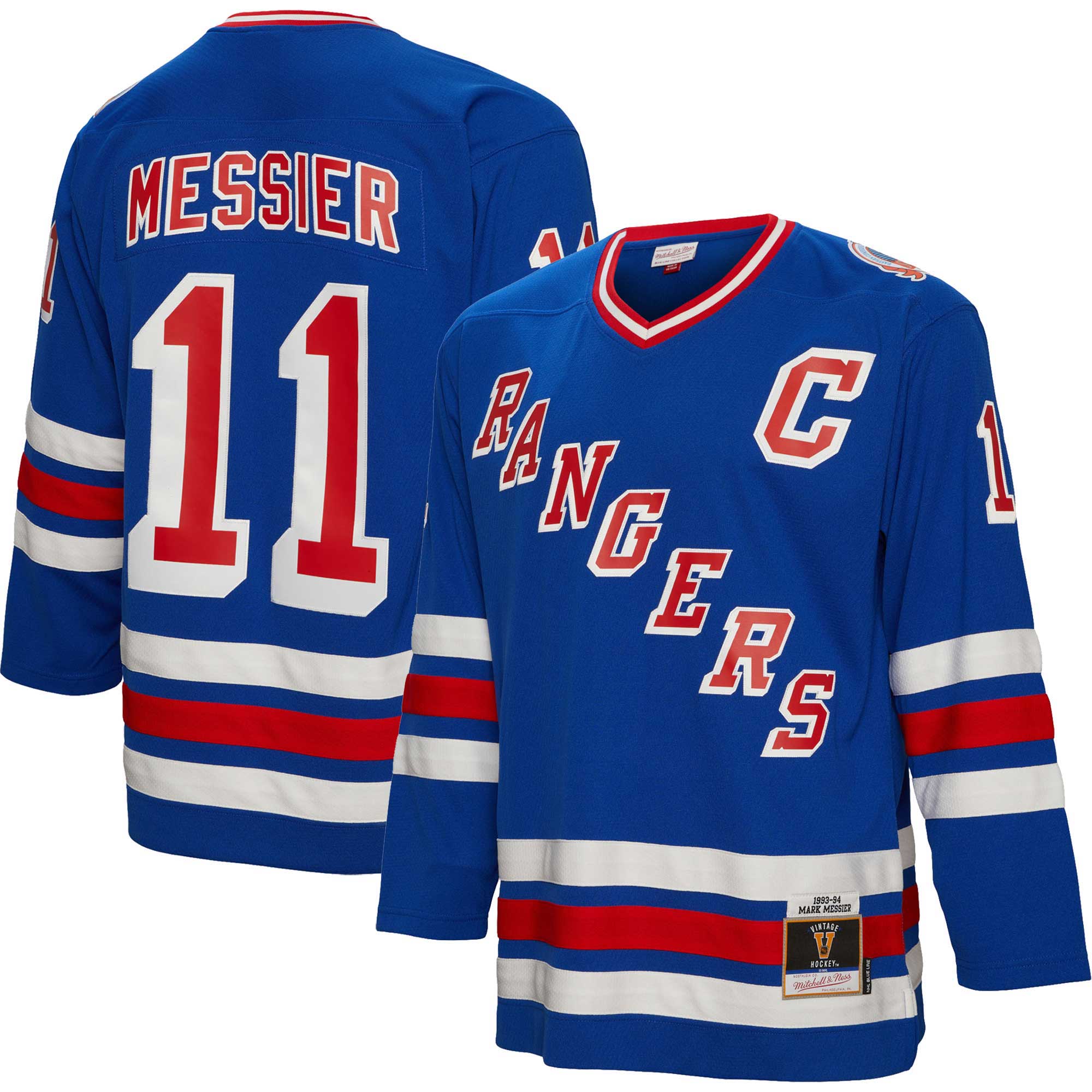 Mark Messier New York Rangers Captain Patch 1993/94 Blue Line Player Jersey - White/Blue