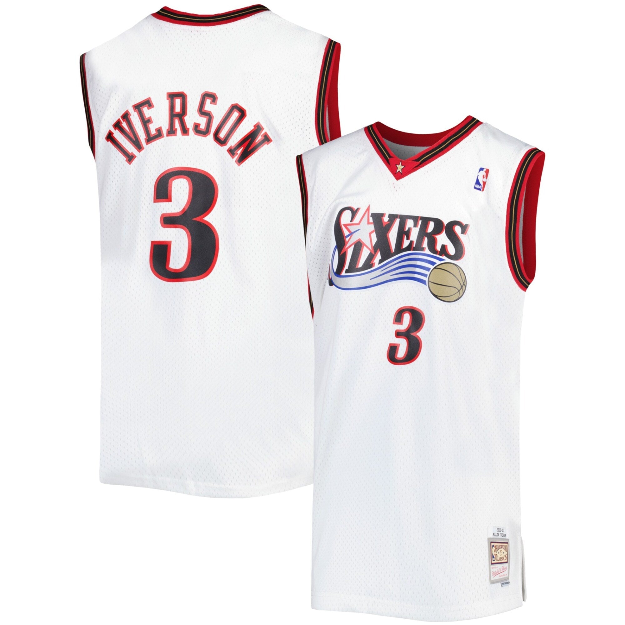 Allen Iverson Philadelphia 76ers 1996/97 Big & Tall Hardwood Classics Swingman Jersey - Red/Black/Royal/White