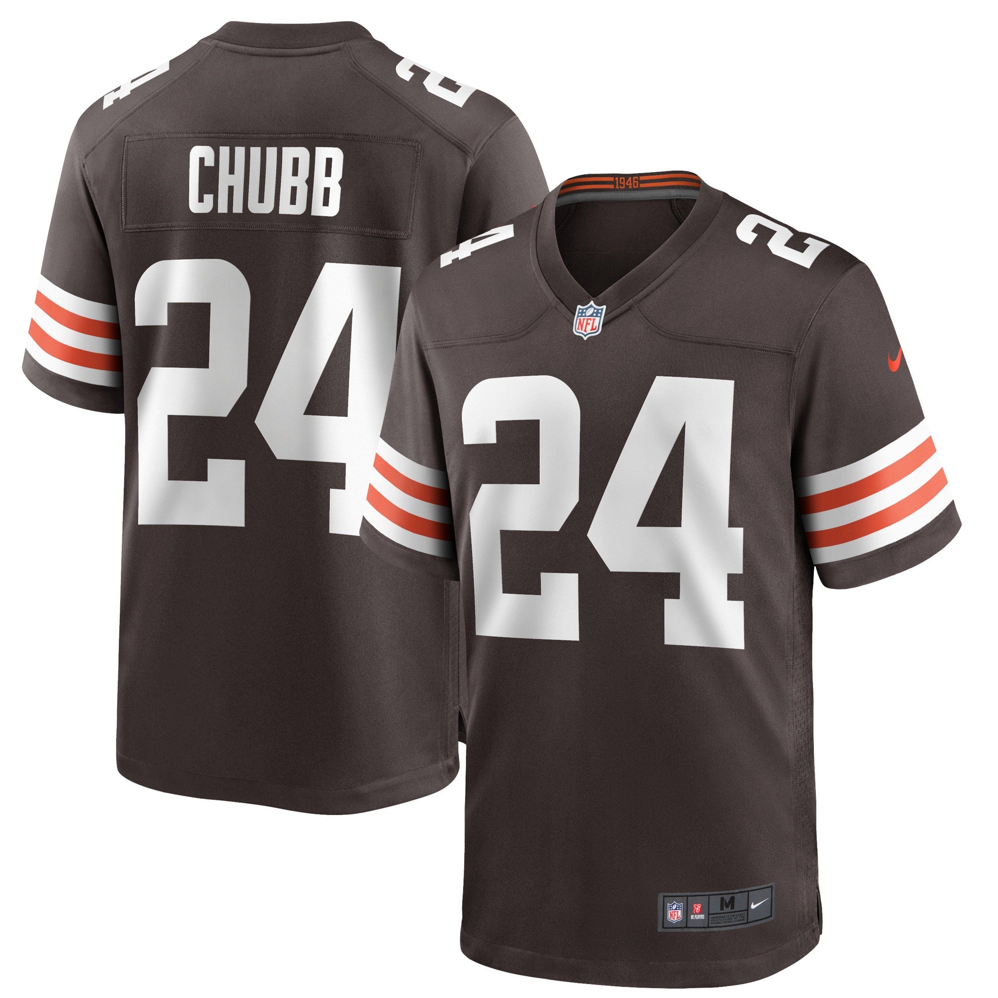 Nick Chubb Cleveland Browns Nike Game Jersey - White/Brown