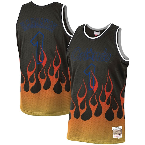 Penny Hardaway Orlando Magic 1994/95 Hardwood Classics Flames Swingman Jersey - Black