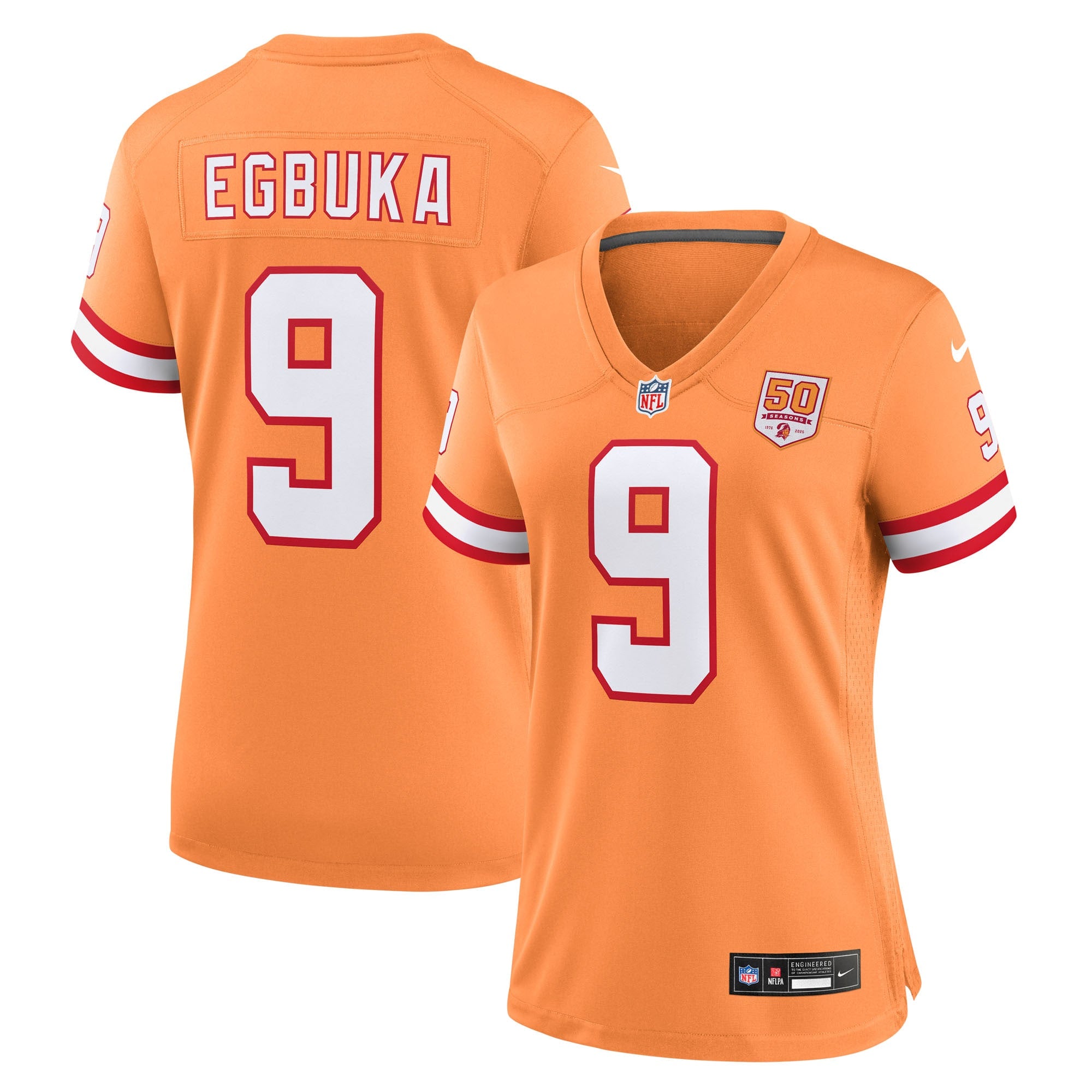 Emeka Egbuka Tampa Bay Buccaneers Nike Women's 50th Season Team Game Jersey - Red/Creamsicle/White