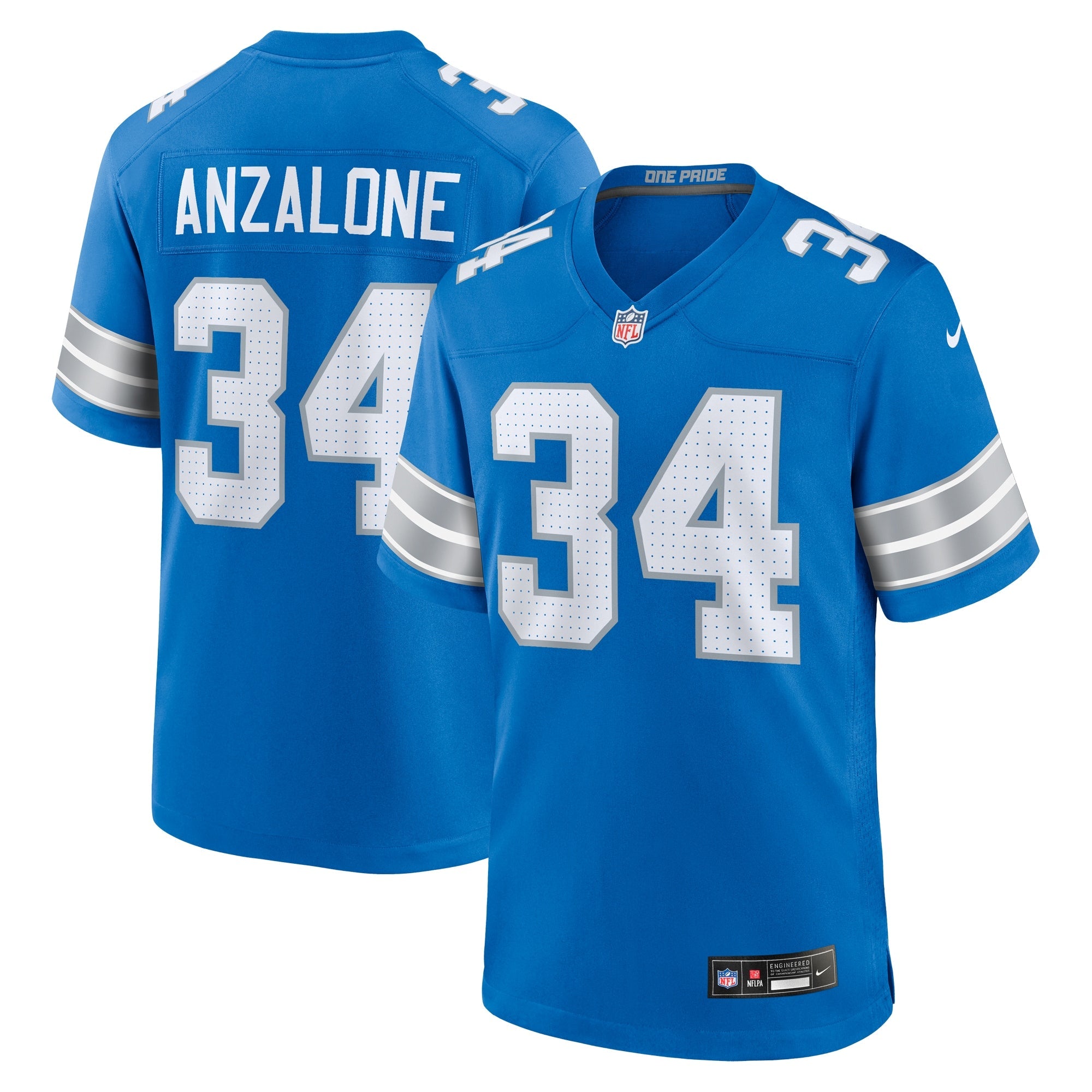 Alex Anzalone Detroit Lions Nike White Game Jersey -  White/Blue