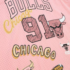 Dennis Rodman Chicago Bulls  1997/98 Swingman Sidewalk Sketch Jersey - Pink
