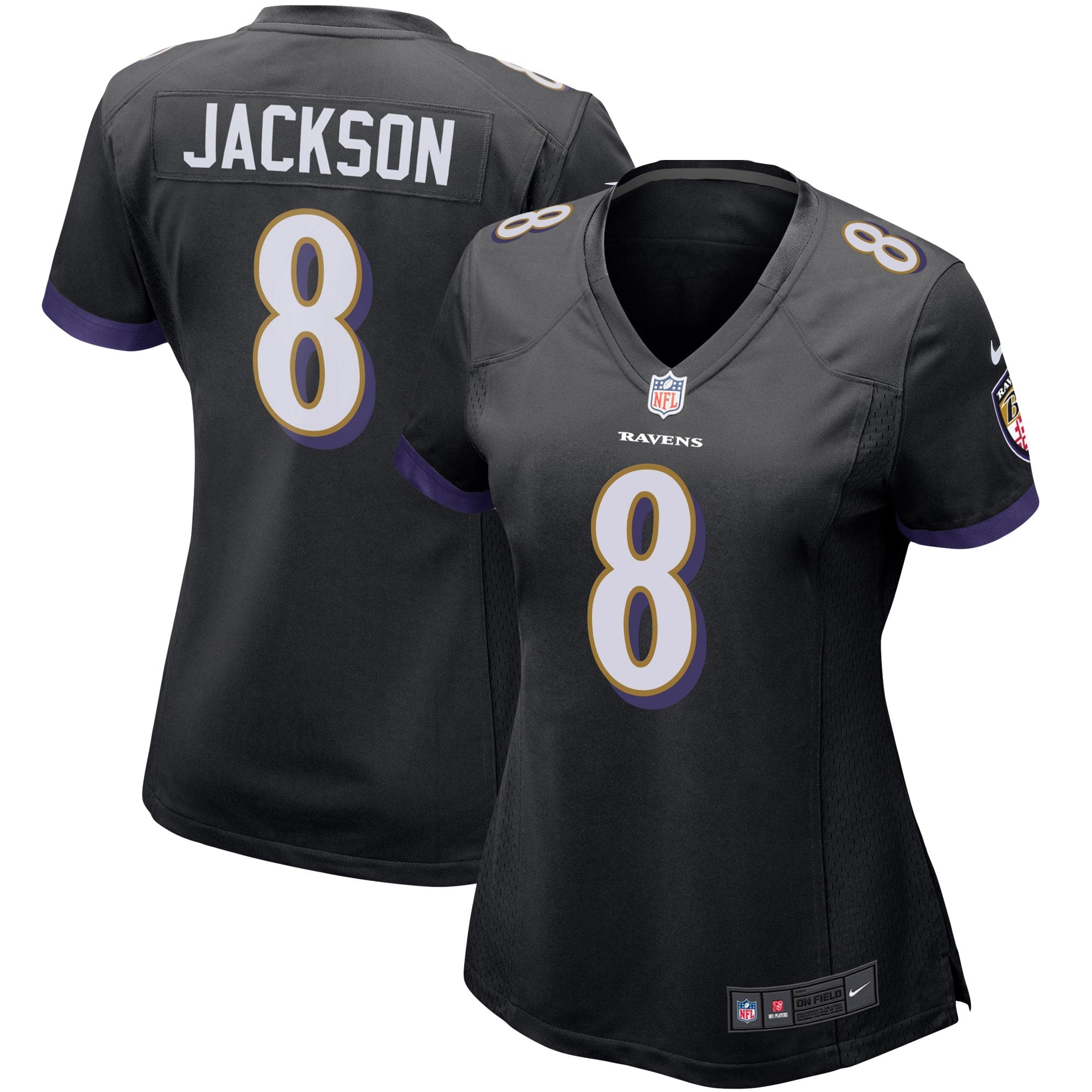 Lamar Jackson Baltimore Ravens Nike Women's Alternate Game Player Jersey - Purple/Black/White