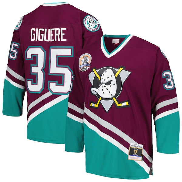 Jean-Sebastien Giguere Anaheim Ducks  2002/03 Blue Line Player Jersey - Purple