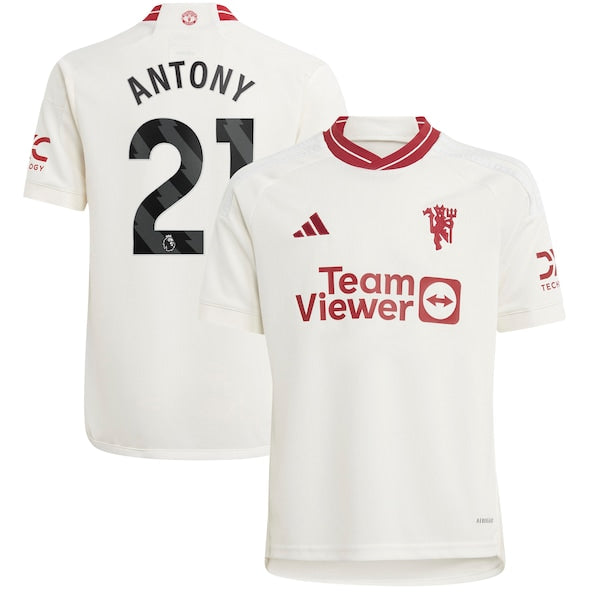 Antony Manchester United adidas Youth 2023/24 Third Replica Player Jersey - White/Green