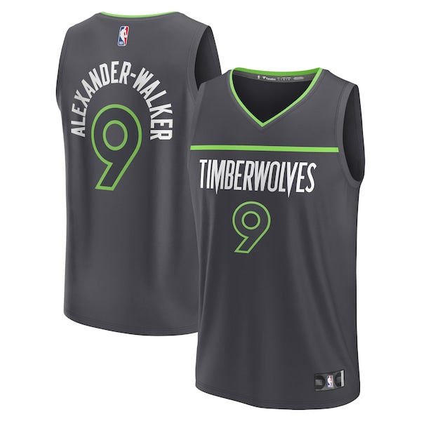 Nickeil Alexander-Walker Minnesota Timberwolves  Fast Break Replica Player Jersey - Statement Edition - Black