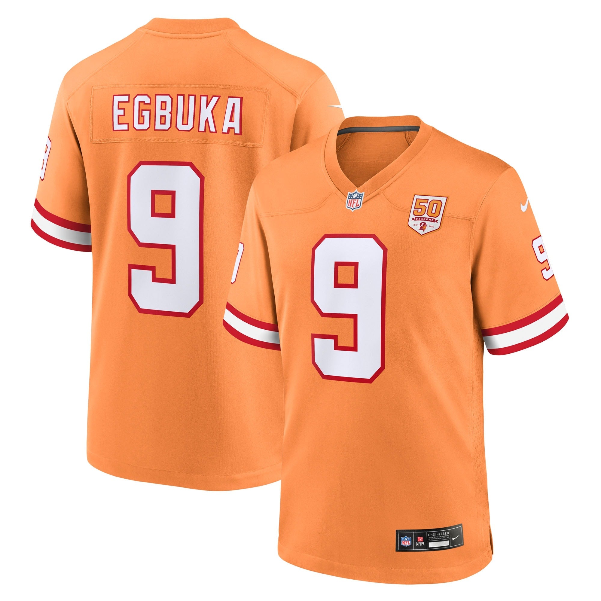 Emeka Egbuka Tampa Bay Buccaneers Nike  White Game Jersey - White/Red/Creamsicle