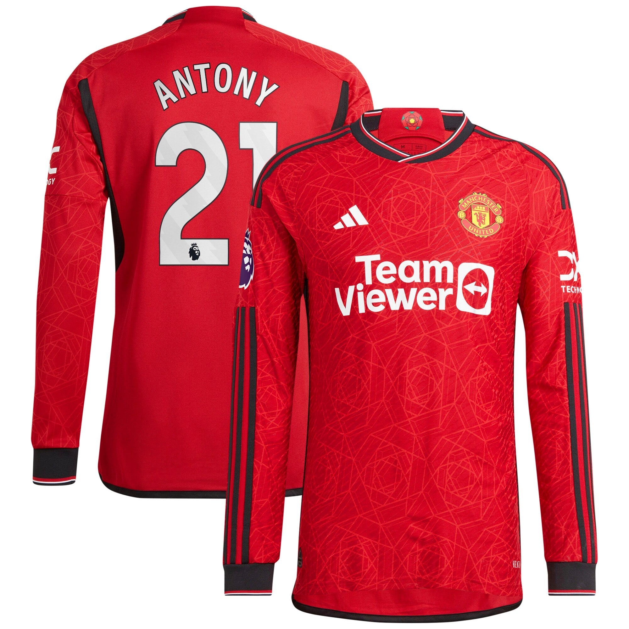 Antony Manchester United adidas 2023/24 Away Long Sleeve Replica Player Jersey - Green/Red