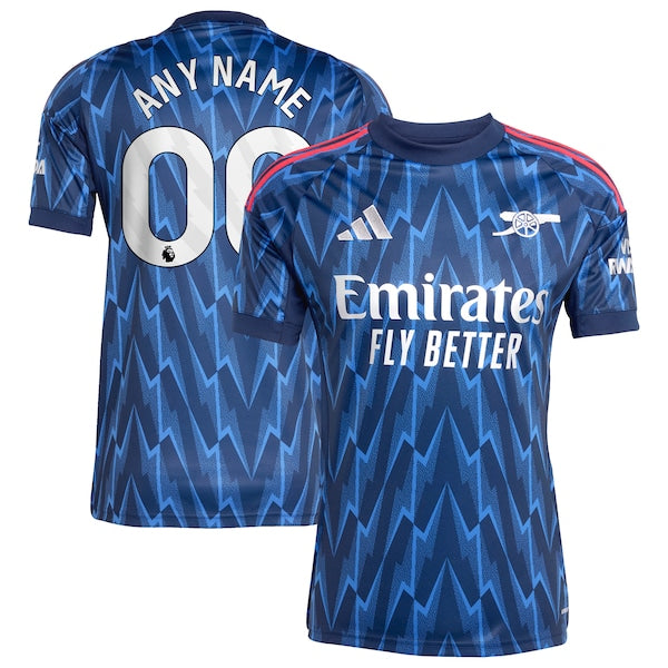 Arsenal adidas 2025/26 Away Replica Custom Jersey - Blue/Red