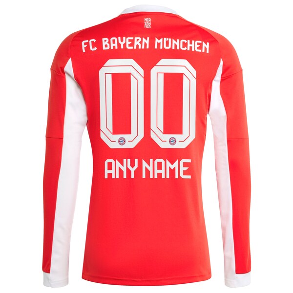 Bayern Munich adidas 2025/26 Home Replica Long Sleeve Custom Jersey - Red