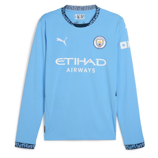 Manchester City Puma 2024/25 Home Replica Long Sleeve Custom Jersey - Light Blue