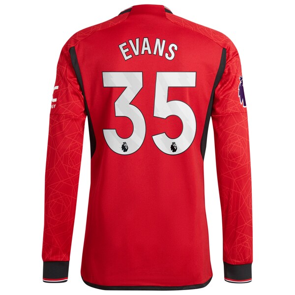 Jonny Evans Manchester United adidas 2023/24 Home Authentic Long Sleeve Player Jersey – Red