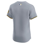 Milwaukee Brewers Nike Road Vapor Premier Elite Patch Jersey - Gray