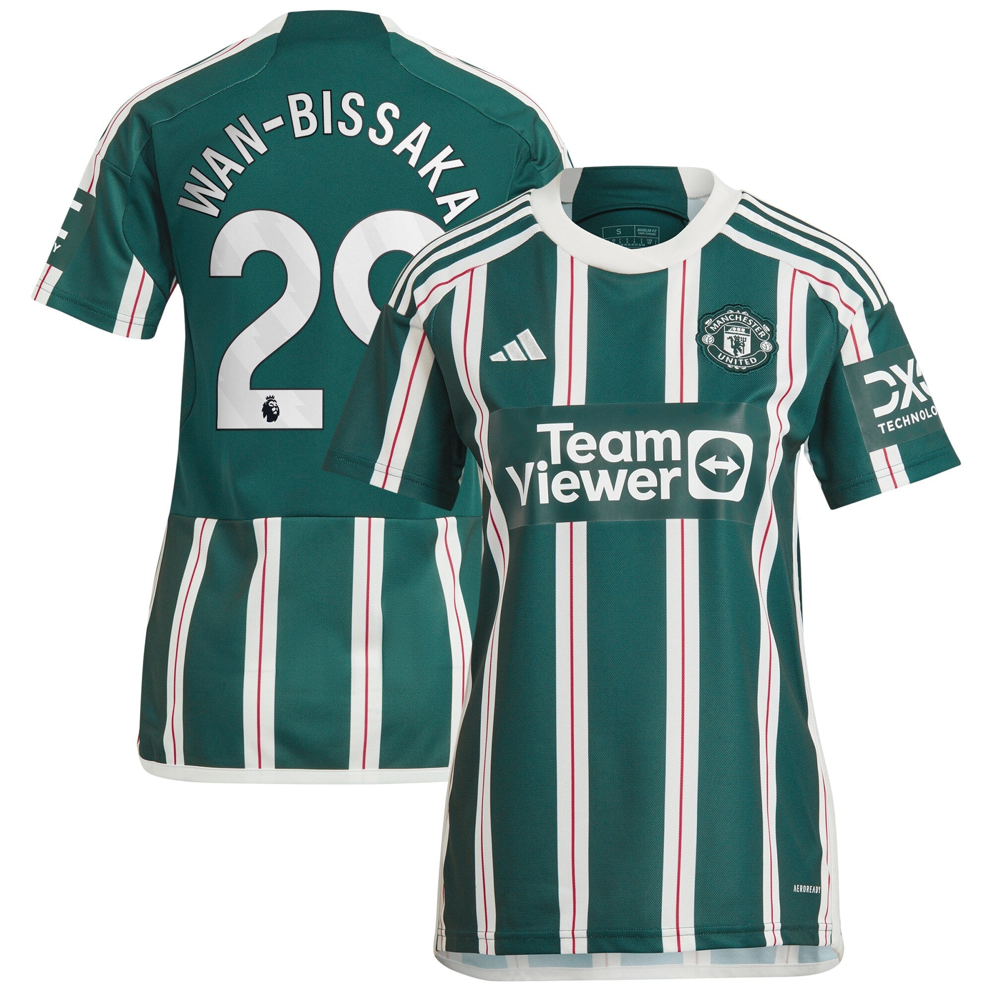 Aaron Wan-Bissaka Manchester United adidas Women's 2023/24 Home Replica Player Jersey - Red/Green
