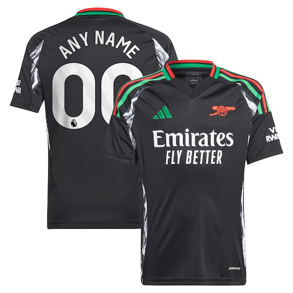Arsenal adidas Youth 2024/25 Away Replica Custom Jersey - Black