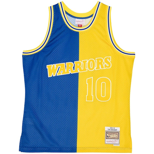 Tim Hardaway Golden State Warriors Hardwood Classics 1990/91 Split Swingman Jersey - Royal/Gold