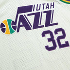 Karl Malone Utah Jazz Chainstitch Swingman Jersey - Cream