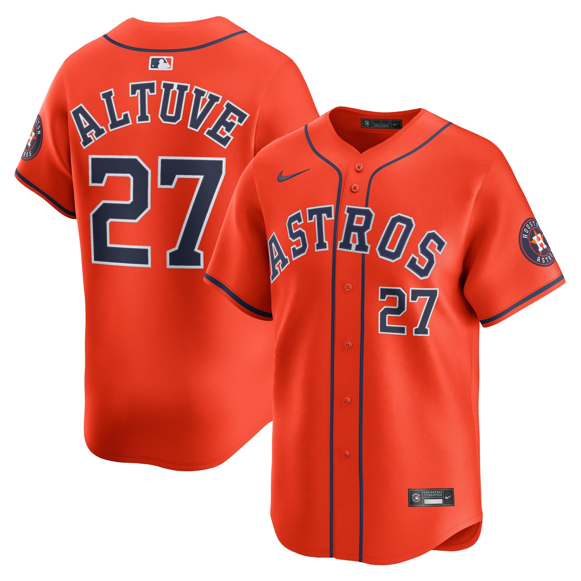 Jose Altuve Houston Astros Nike Road Limited Player Jersey - Gray/Orange/White