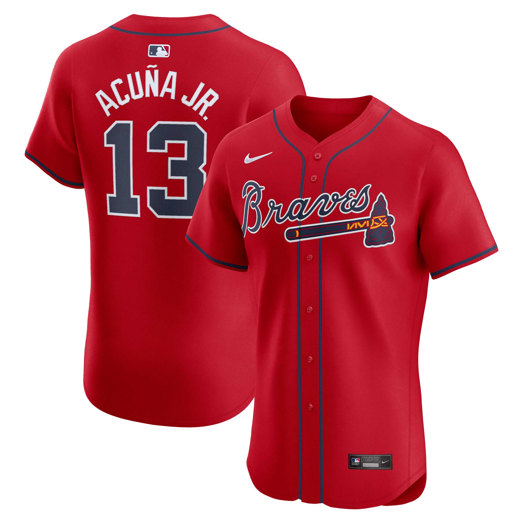 Ronald Acuña Jr. Atlanta Braves Nike Road Elite Player Jersey - Gray/Navy/White/Red