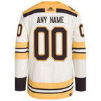 Boston Bruins adidas   100th Anniversary Primegreen Authentic Custom Jersey - Cream
