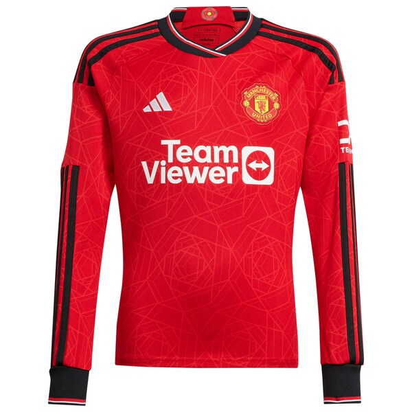 Tyrell Malacia Manchester United adidas 2023/24 Home Replica Long Sleeve Player Jersey - Red